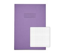 RHINO A4 Exercise Book 64 Page, Purple, 5mm Squared Pages (Pack 50)