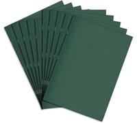 Rhino A4 Exercise Books, 64 Page / 8mm Lined with Margin Paper Notebook, 10 Pack, Office & School Stationery Supplies, Dark Green