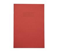 Rhino A4 Exercise Books, 64 Page / 8mm Lined with Margin Paper Notebook, 10 Pack, Office & School Stationery Supplies, Red