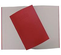 Rhino A4 Exercise Books, 80-Page / 8mm Lined with Margin Paper Notebook, 50-Pack, Office & School Stationery Supplies, Red
