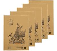 Rhino A4 Recycled Hardback Notebook | 80 Leaf/160 Page | 8mm Lined | 5-Pack - Eco Notebook Made from 100% Recycled Paper