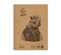 Rhino A4 Recycled Notebook, 160-Page / 8mm Lined with Margin Writing Book, 5-Pack, Hardback & Wirebound Spiral Pad, School & Office Stationery Supplies