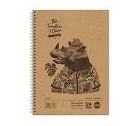 Rhino A4 Recycled Notebook, 160-Page / 8mm Lined Writing Book, 5-Pack, Hardback & Wirebound Spiral Pad, School & Office Stationery Supplies