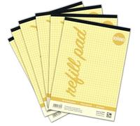 RHINO A4 Refill Pad, Writing Pad, 100-Page / 7mm Squared, 36-Pack, Yellow Squared Writing Paper for Dyslexia & SEN, Office & School Stationery Supplies