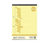 RHINO A4 Refill Pad, Writing Pad, 100 Page / 8mm Lined with Margin, 1 Pack, Yellow Lined Writing Paper for Dyslexia & SEN, Office & School Stationery Supplies