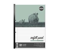 RHINO A4 Refill Pad, Writing Pad, 160 Page / 8mm Lined with Margin, 1 Pack, White Hole Punched Side Binding Writing Paper, Office & School Stationery Supplies