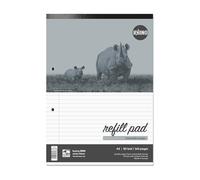 RHINO A4 Refill Pad, Writing Pad, 160-Page / 8mm Lined with Margin, 10-Pack, White Hole Punched Top Binding Writing Paper, Office & School Stationery Supplies