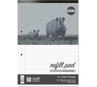 RHINO A4 Refill Pad, Writing Pad, 160-Page / 8mm Lined with Margin, 40-Pack, White Hole Punched Top Binding Writing Paper, Office & School Stationery Supplies