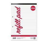 RHINO A4 Refill Pad, Writing Pad, 160 Page / 8mm Lined with Margin, 6 Pack, White Hole Punched Writing Paper, Office & School Stationery Supplies