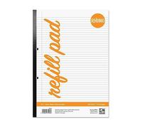 RHINO A4 Refill Pad, Writing Pad, 320-Page / 6mm Lined with Margin, 3-Pack, White Hole Punched Side Binding Writing Paper, Office & School Stationery Supplies