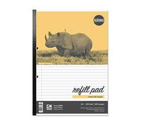 Rhino A4 Refill Pad, Writing Pad, 400-Page / 8mm Lined with Margin, 1-Pack, White Hole Punched Writing Paper, Office & School Stationery Supplies