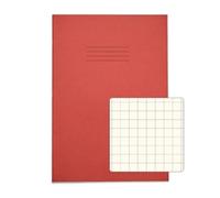 Rhino A4 Special Exercise Book 48 Page 12mm Squares S10 Red with Tinte