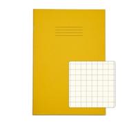Rhino A4 Special Exercise Book 48 Page 12mm Squares S10 Yellow with Ti