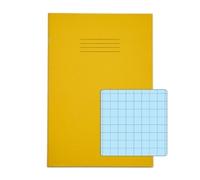 Rhino A4 Special Exercise Book 48 Page 12mm Squares S10 Yellow with Ti
