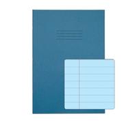 Rhino A4 Special Exercise Book 48 Page Ruled Wide 12mm Feint Lines And Margin F12M Light Blue with Tinted Blue Paper (Pack 10) - EX681111B-8