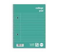 Rhino A5+ College Pad Notebook, 140-Page / 8mm Lined with Margin Writing Book, 10-Pack, Spiral Wirebound Pad, Education & Office Stationery Supplies