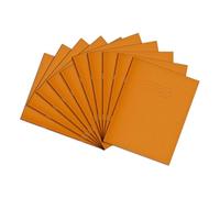 Rhino A5+ Exercise Books, 48-Page / 8mm Lined with Blank Alternate Pages Notebook, 10-Pack, 9 x 7 Writing Book, Office & School Stationery Supplies, Orange