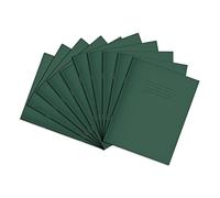 Rhino A5+ Exercise Books, 48 Page / 8mm Lined with Margin Paper Notebook, 10 Pack, 9 x 7 Writing Book, Office & School Stationery Supplies, Dark Green