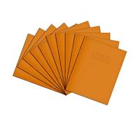 Rhino A5+ Exercise Books, 80 Page / 7mm Squared Paper Notebook, 10 Pack, 9 x 7 Writing Book, Office & School Stationery Supplies, Orange