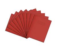 Rhino A5+ Exercise Books, 80-Page / 6mm Lined with Margin Paper Notebook, 10-Pack, 9 x 7 Writing Book, Office & School Stationery Supplies, Red