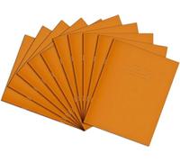 Rhino A5+ Exercise Books, 80-Page / 8mm Lined with Margin & Blank Alternate Pages Notebook, 10-Pack, 9 x 7 Writing Book, Office & School Stationery Supplies, Orange