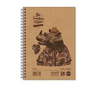 Rhino A5 Recycled Notebook, 160 Page / 8mm Lined Writing Book, 5 Pack, Hardback & Wirebound Spiral Pad, School & Office Stationery Supplies