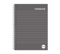 RHINO A5 Spiral Notebook, 160 Page / 8mm Lined Writing Book, 1 Pack, Hardback & Wirebound Pad, School & Office Stationery Supplies