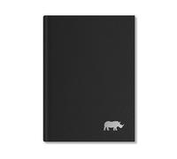 Rhino A6 Flexiback Notebook, 320 Page / 7mm Lined Writing Book, 3 Pack, Vegan Leather Cover & Casebound, Office Stationery Supplies, Charcoal