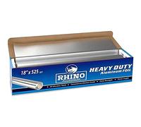 Rhino Aluminum Heavy Duty Aluminum Foil - 18 x 525 sf Roll, 25 Microns Thick - Commercial Grade & Extra Thick, Strong Enough for Food Service Industry (Pack of 1)