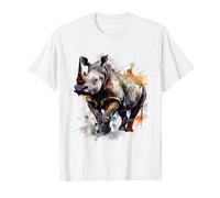Rhino Artwork - Zoo Colourful Art Animal Rhino T-Shirt