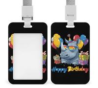 Rhino Birthday Card Holder Cute ID Badge Holders Card Protector for Office Work Women Men