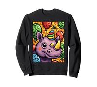 Rhino Birthday Party Art Print Kids Boys Girls Sweatshirt