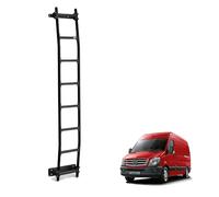 Rhino Black Van Ladder for the Mercedes Sprinter (2006-2018) [Note: Only Suitable for High Roof (H2) Models] Heavy Duty Anti-slip Steps (With Fixing Kit)