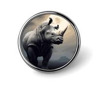 Rhino Brooch,Fashion Creative Funny Light Luxury Badge, High-end Chic Personalized Round Emblem for Clothing Suit Scarves & Gift