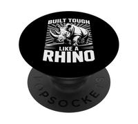 Rhino Built Tough Like A Rhino Zoo Animal Rhinos PopSockets Adhesive PopGrip