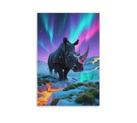 Rhino Canvas Wall Art Aurora Tundra Print On Canvas Modern for Bedroom, Living Room, Or Kitchen Home Decor Gift 20x30inch(50x75cm)
