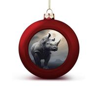 Rhino Christmas Tree Ornaments 1.6 Inch Shatterproof Pc Plastic Balls with Lanyard Baubles Hanging Christmas Ball Ornaments for Xmas Tree Holiday Party Wedding Home Decorations-red