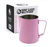 Rhino Classic Milk Pitcher 450ml/15oz (Pink Marshmallow) - Stainless Steel | Use with Your Coffee Machine or Frother for a Latte or Flat White