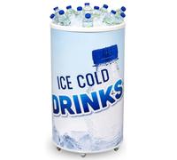 Rhino Commercial Ice Bin Cooler 50L - 442mm Barrel Drinks Cooler with Insulated PU Foam, Drain & Lid - Event, Bar & Promotional Use (White)