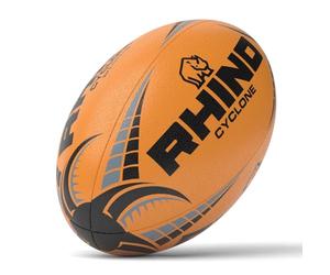 Rhino Cyclone Rugby Ball, Fluo Orange, Size 5