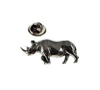Rhino English Pewter Lapel Pin Badge, Rhinoceros