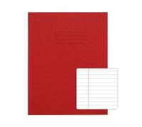 Rhino A5+ Exercise Books, 80-Page / 8mm Lined with Margin Paper Notebook, 100-Pack, 9 x 7 Writing Book, Office & School Stationery Supplies, Red