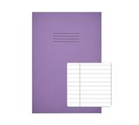 Rhino A4 Exercise Books, 80-Page / 8mm Lined with Margin Paper Notebook, 50-Pack, Office & School Stationery Supplies, Purple