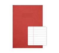 Rhino A4 Exercise Book 80 Page, Red, 8mm Lined Feints & Margin (Pack 50)