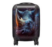 Warren Reed - Designer Rhino Face Splashart Suitcase in Grey | Size: Medium Warren Reed - Designer Grey Medium