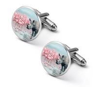 Rhino Flamingos Personalized Cufflinks for Men Classic Business Wedding Shirt Cuff Links Gifts 0.7" 0.8"