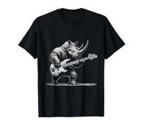 Rhino Funny Playing Bass Guitar Cute Rockin' Rhino Tee T-Shirt