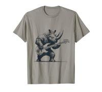 Rhino Funny Playing Bass Guitar Cute Rockin' Rhino Tee T-Shirt