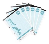 RHINO Graph Paper A4 Pad, 100 Page / 2:10:20mm Ruling, 6 Pack, Grid Paper Pad, for Maths & Science, Office & School Stationery Supplies