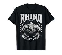 Rhino Grind Like a Beast Pushup Gym Motivation Workout T-Shirt